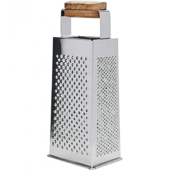 Ralador 4 Faces 21,5cm Quadrado Aço Inox Alça Acácia Mimo Style